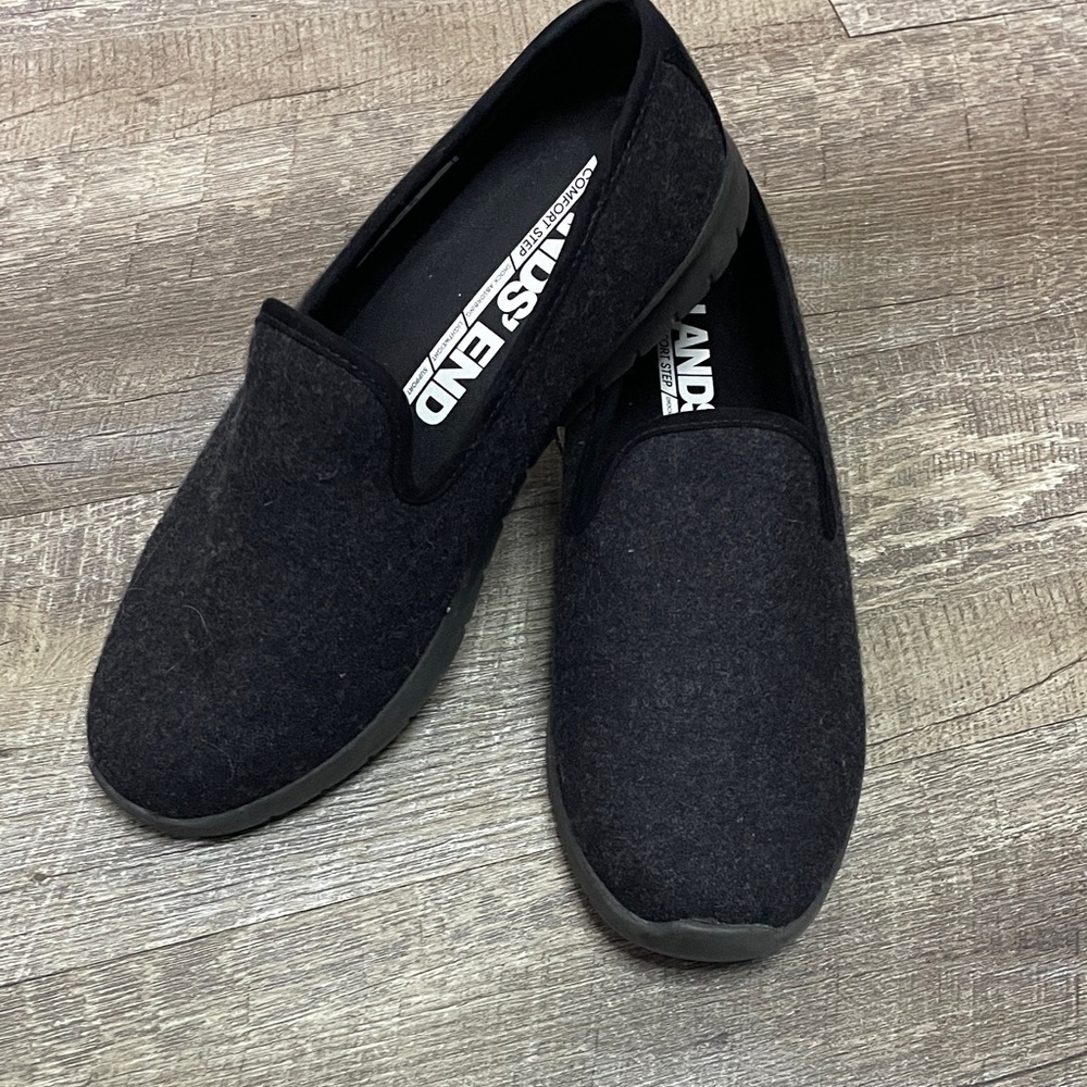 Lands End Comfort Step Wool Blend Slip On Loafers‎ Black 501815 Womens 7D